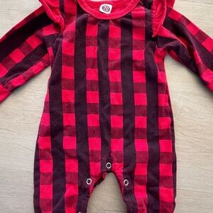 Red and Black Buffalo Plaid Baby One-Piece Romper